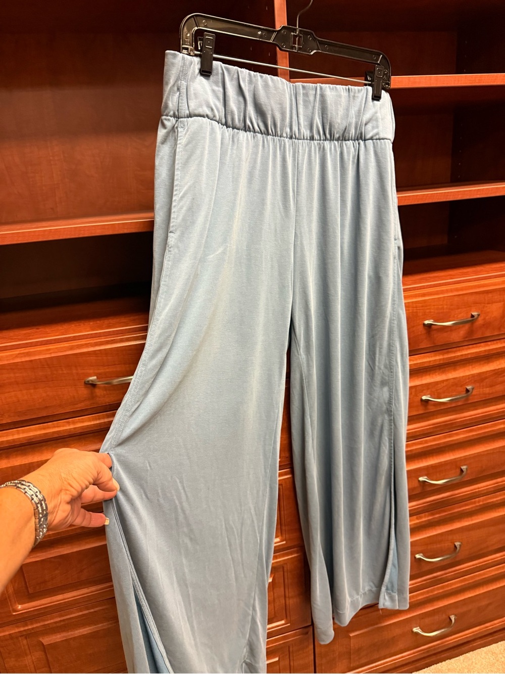 Sweaty Betty Washed Slate Blue Wide-Leg Pull-On Pants